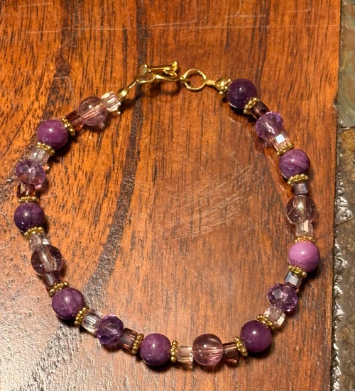 Amethyst Dreams Purple & Gold Beaded Bracelet