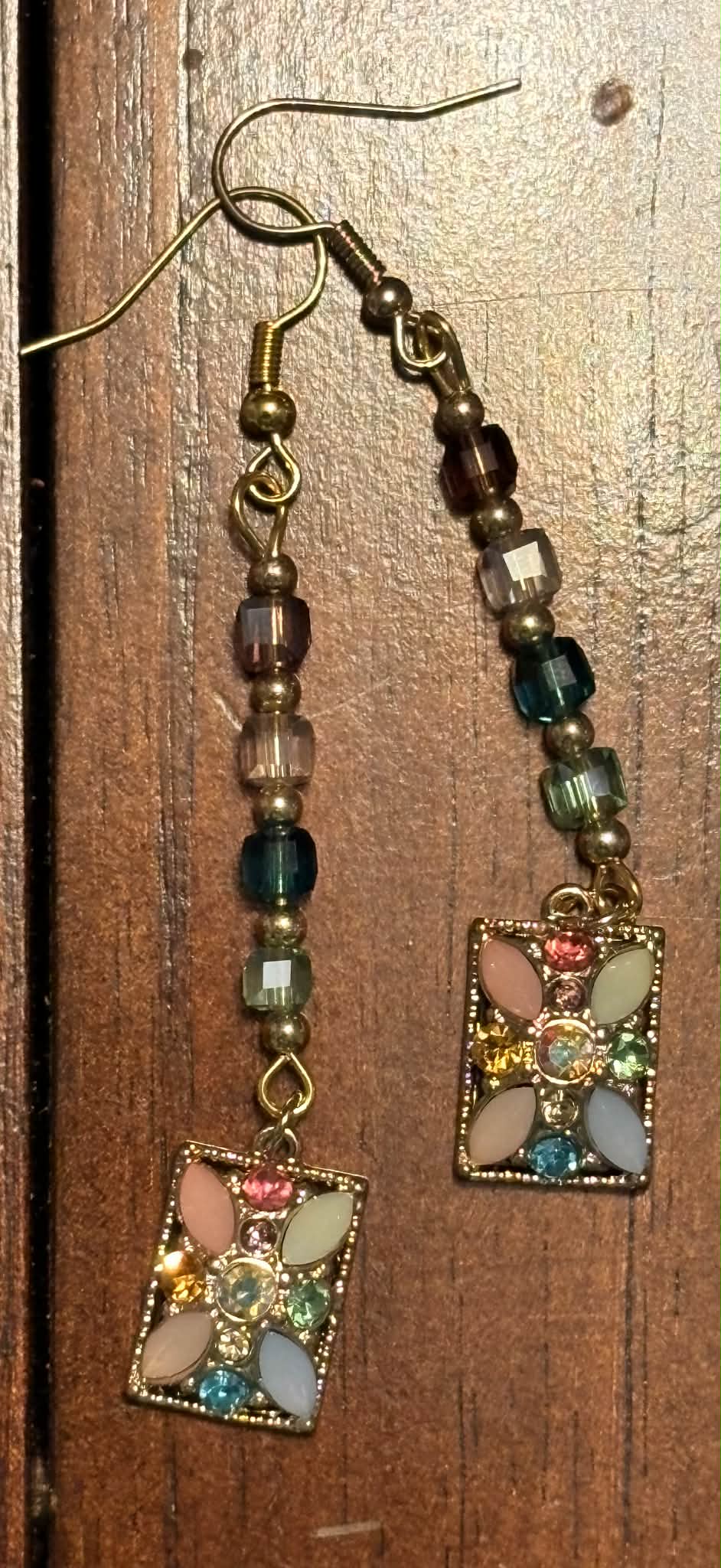 Garden Bloom Floral Charm Earrings with Glass Beads