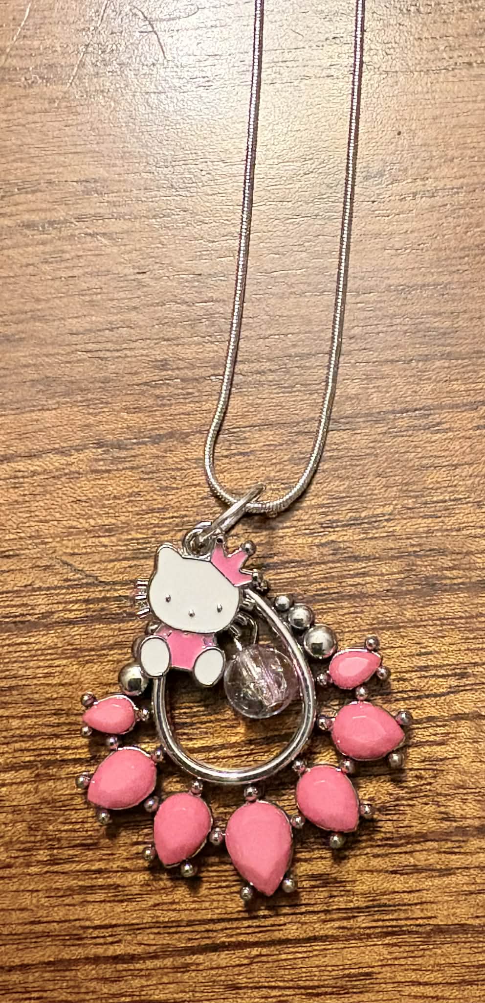 Hello Kitty Pink Stone Charm Necklace